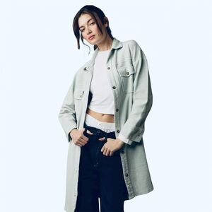 EUC Pilcro Corduroy Duster Shacket Pale Blue